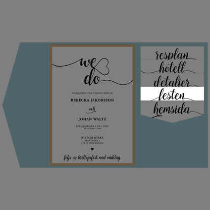 BR007-2 - Festinformation - We Do svartvitt - Tryckt bröllopskort