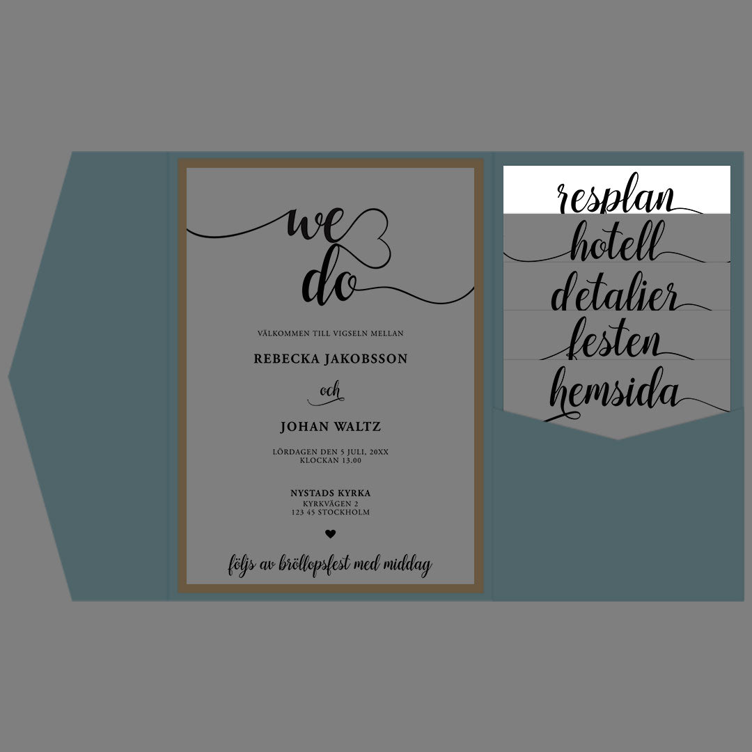 BR007-5 - Vägbeskrivning - We Do svartvitt - Tryckt bröllopskort