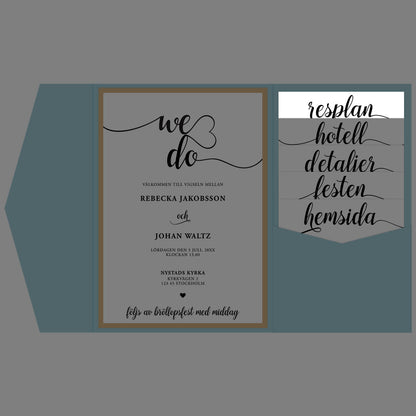 BR007-5 - Vägbeskrivning - We Do svartvitt - Tryckt bröllopskort