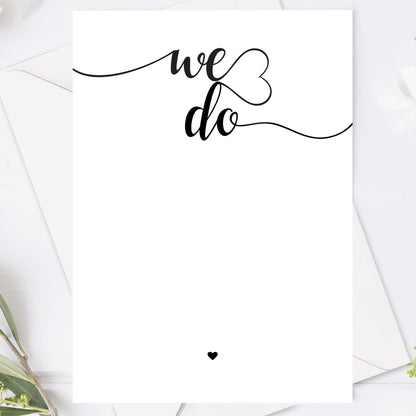We Do bröllopsinbjudan – modern svartvit design – BR007