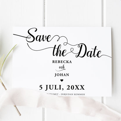 Save the Date-kort – We Do modern svartvit - A6 Tryckt kort för bröllopsdatum BR007