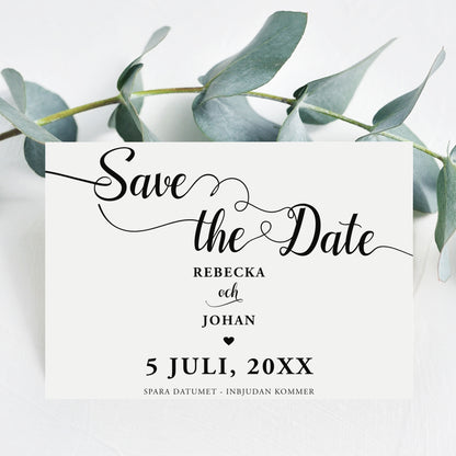 Save the Date-kort – We Do modern svartvit - A6 Tryckt kort för bröllopsdatum BR007