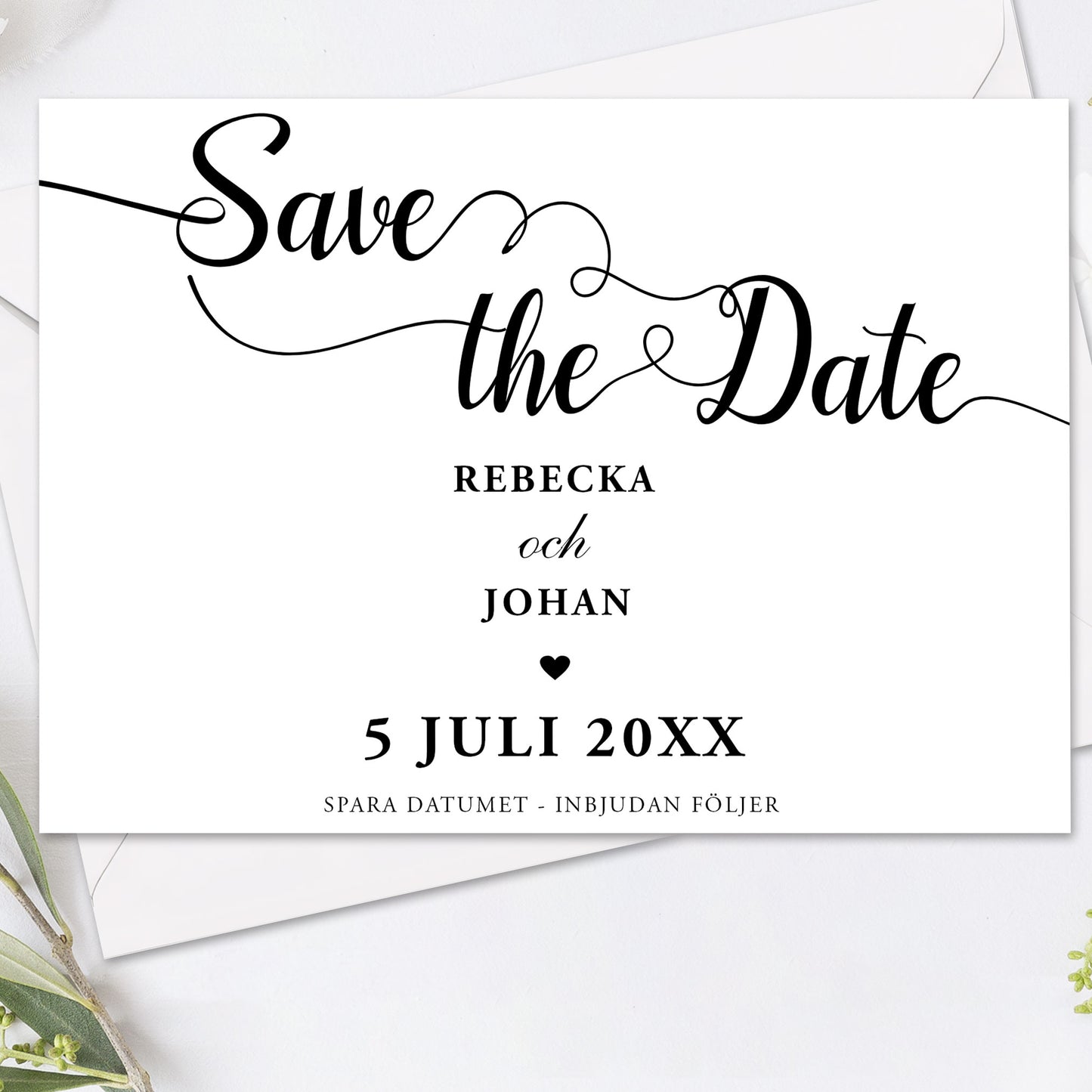 Save the Date kort – We Do modern svartvit - A6 Tryckt kort för bröllopsdatum BR007