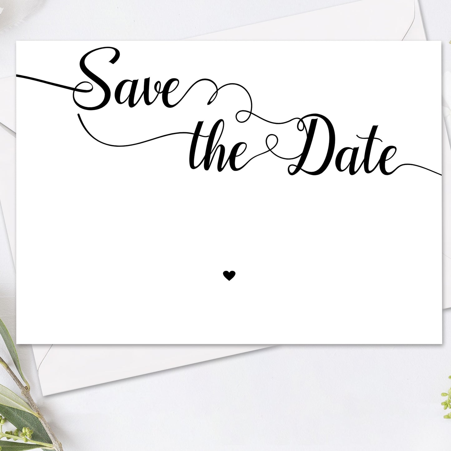 Save the Date kort – We Do modern svartvit - A6 Tryckt kort för bröllopsdatum BR007