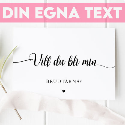 Vill du bli-kort – We Do modern svartvit – A6 Tryckt fråga till brudfölje BR007