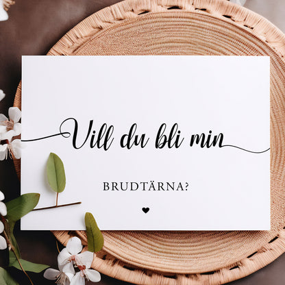 Vill du bli-kort – We Do modern svartvit – A6 Tryckt fråga till brudfölje BR007