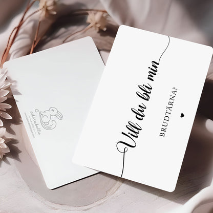 Vill du bli-kort – We Do modern svartvit – A6 Tryckt fråga till brudfölje BR007