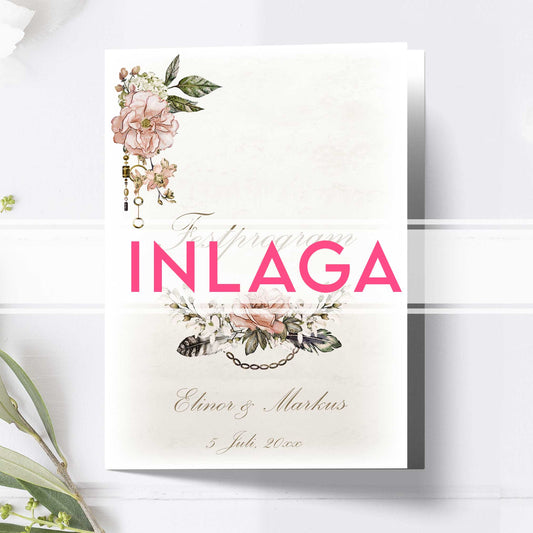 Inlaga till litet festprogram – Vintage Rosa Steampunk – Extra sidor till litet bröllopsprogram 12,7x17,7 cm BR012