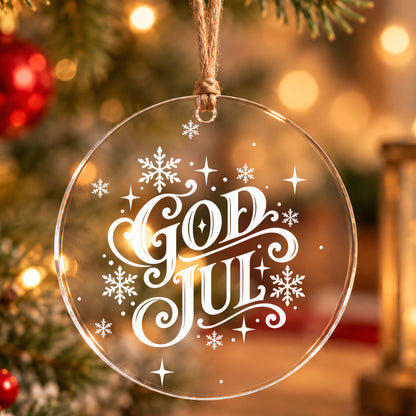 Julgransdekoration God Jul – Akrylhänge med vit text