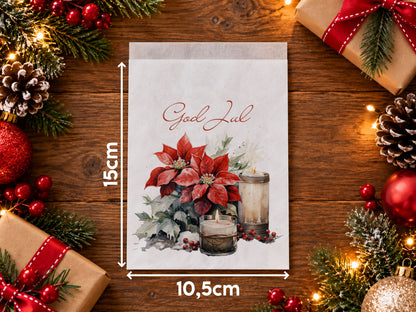 Julpåsar i papper - Julstjärna | Godispåsar & små presentpåsar