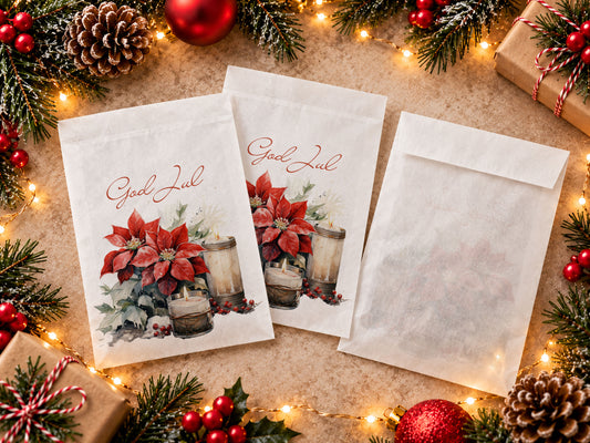 Julpåsar i papper - Julstjärna | Godispåsar & små presentpåsar