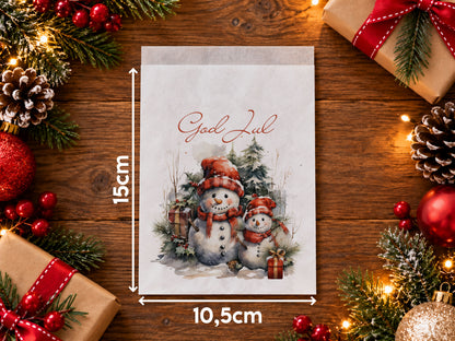 Julpåsar i papper - Snögubbar | Godispåsar & små presentpåsar
