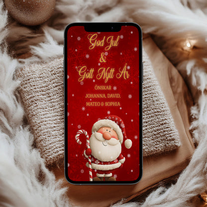 Digitalt Julkort – Personligt Anpassat med Namn – Skicka som SMS/MMS – DK020