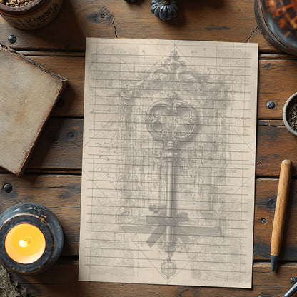 10-pack Brevpapper - Vintage Nyckel Dark Academia Grimoire / Book of Shadows Sidor - Tryckt A5 Papper - GP101