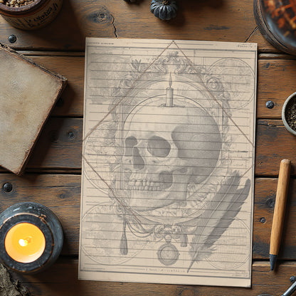 10-pack Brevpapper - Vintage Dödskalle Dark Academia Grimoire / Book of Shadows Sidor - Tryckt A5 Papper - GP103