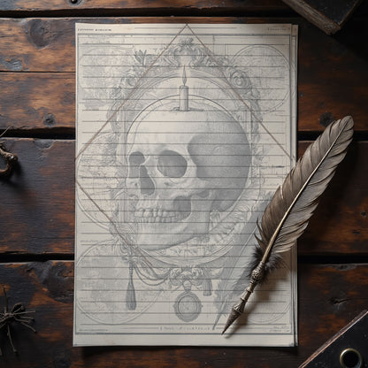 10-pack Brevpapper - Vintage Dödskalle Dark Academia Grimoire / Book of Shadows Sidor - Tryckt A5 Papper - GP103