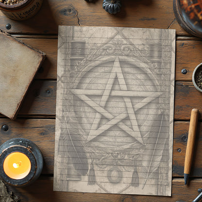 10-pack Brevpapper - Vintage Pentagram Dark Academia Grimoire / Book of Shadows Sidor - Tryckt A5 Papper - GP105