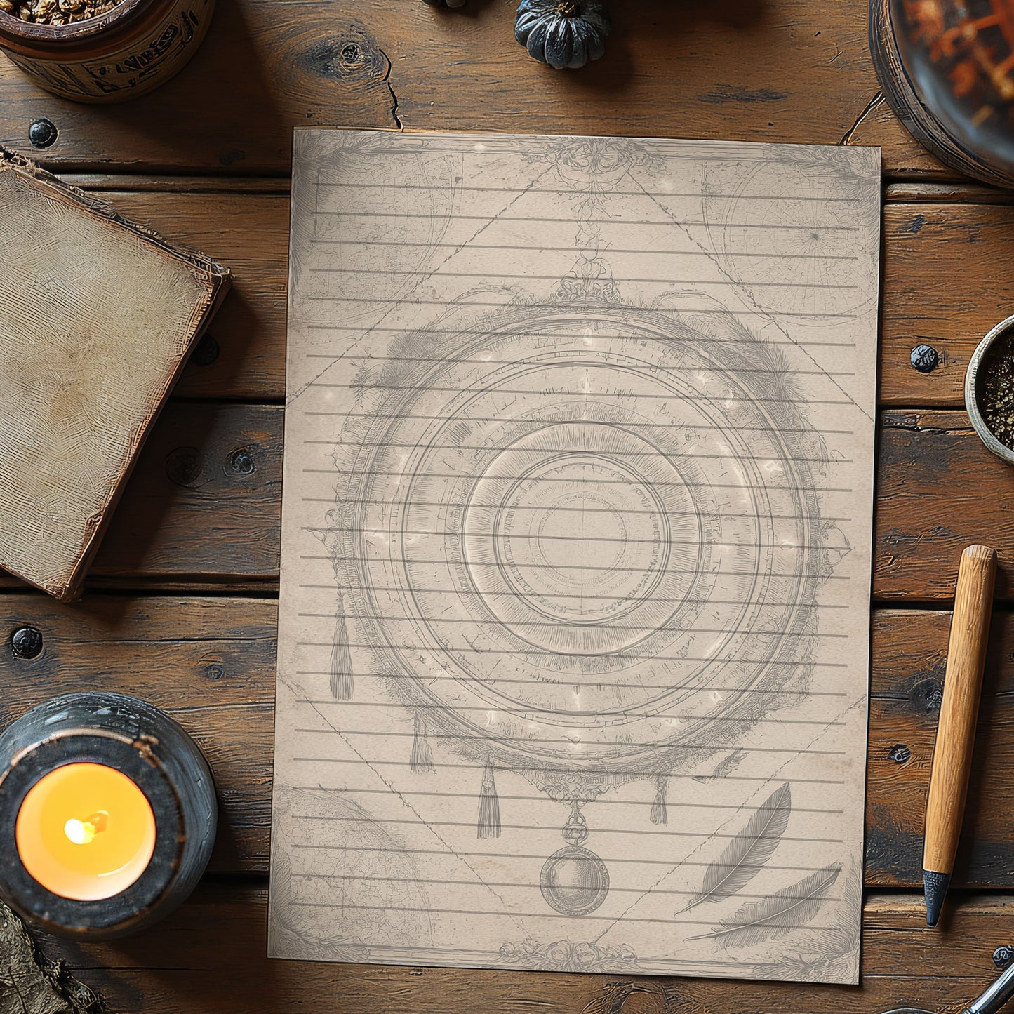 10-pack Brevpapper - Vintage Pendel Dark Academia Grimoire / Book of Shadows Sidor - Tryckt A5 Papper - GP109