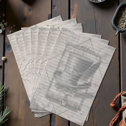 10-pack Brevpapper - Vintage Cylinderhatt Dark Academia Grimoire / Book of Shadows Sidor - Tryckt A5 Papper - GP111