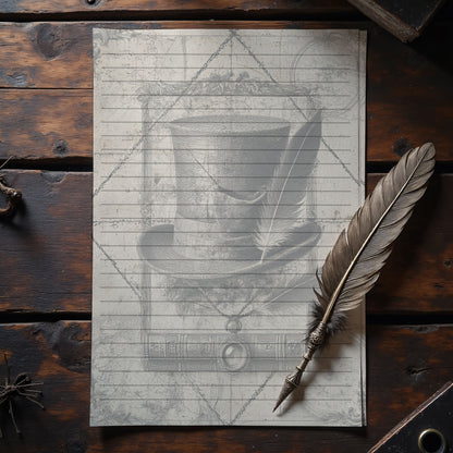 10-pack Brevpapper - Vintage Cylinderhatt Dark Academia Grimoire / Book of Shadows Sidor - Tryckt A5 Papper - GP111