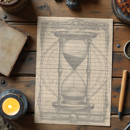 10-pack Brevpapper - Vintage Timglas Dark Academia Grimoire / Book of Shadows Sidor - Tryckt A5 Papper - GP113