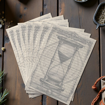10-pack Brevpapper - Vintage Timglas Dark Academia Grimoire / Book of Shadows Sidor - Tryckt A5 Papper - GP113