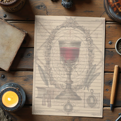 10-pack Brevpapper - Vintage Bägare Dark Academia Grimoire / Book of Shadows Sidor - Tryckt A5 Papper - GP115