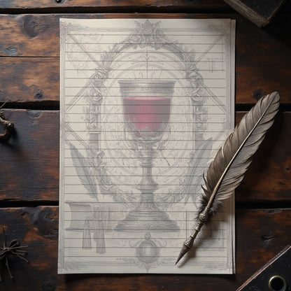 10-pack Brevpapper - Vintage Bägare Dark Academia Grimoire / Book of Shadows Sidor - Tryckt A5 Papper - GP115