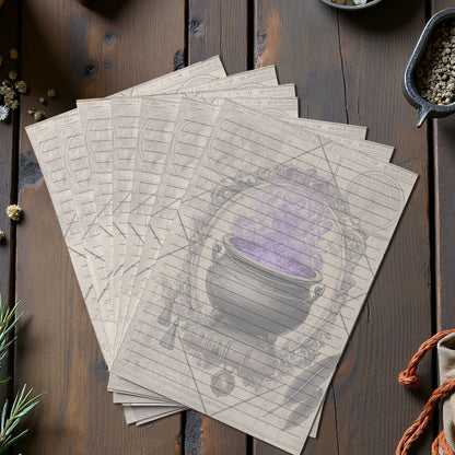 10-pack Brevpapper - Vintage Kittel Dark Academia Grimoire / Book of Shadows Sidor - Tryckt A5 Papper - GP116