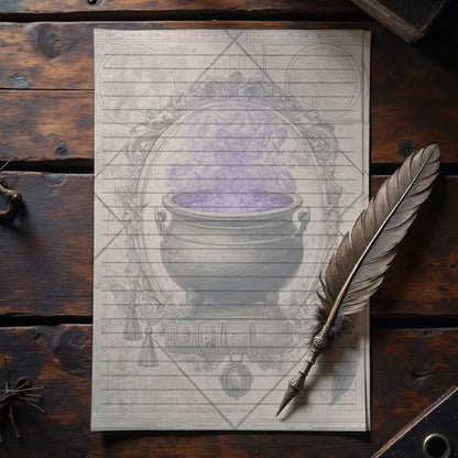 10-pack Brevpapper - Vintage Kittel Dark Academia Grimoire / Book of Shadows Sidor - Tryckt A5 Papper - GP116