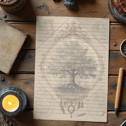 10-pack Brevpapper - Vintage Livets Träd Dark Academia Grimoire / Book of Shadows Sidor - Tryckt A5 Papper - GP117
