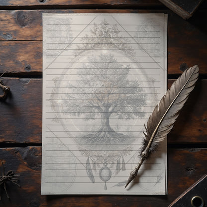 10-pack Brevpapper - Vintage Livets Träd Dark Academia Grimoire / Book of Shadows Sidor - Tryckt A5 Papper - GP117