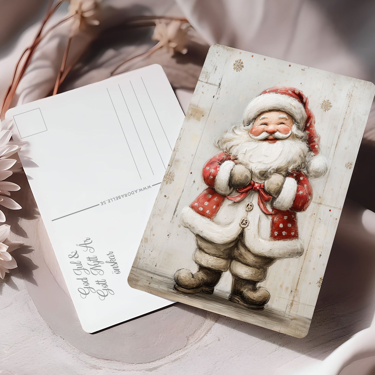 Julkort 2025 – 8-pack vykort med vintage djurmotiv – Skicka en julhälsning