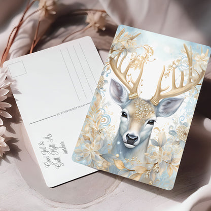 Julkort 2025 – 8-pack Elegant Vinter i Blått & Guld – Skicka en julhälsning