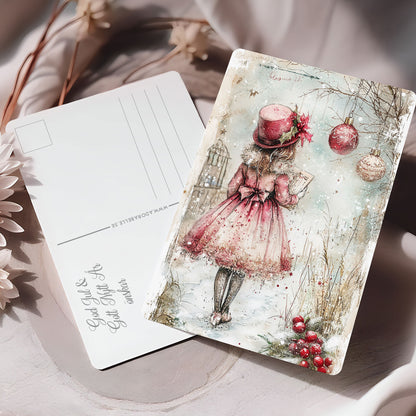 Julkort 2025 – 8-pack vykort i romantisk akvarellstil med vintermotiv – Skicka en julhälsning