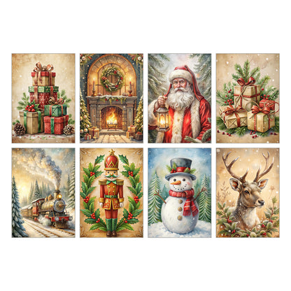 Julkort 2025 – 8-pack vykort med nostalgiska julmotiv – Skicka en julhälsning