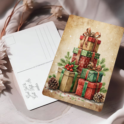 Julkort 2025 – 8-pack vykort med nostalgiska julmotiv – Skicka en julhälsning