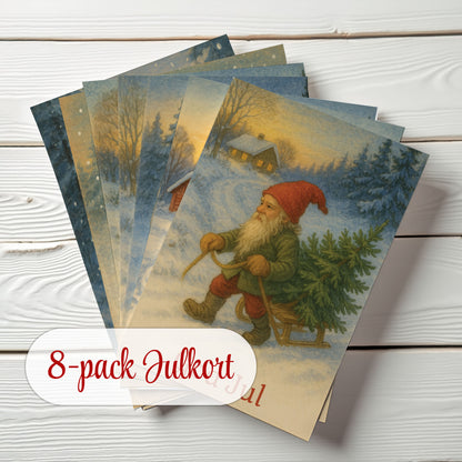 Julkort 2025 – 8-pack Gammeldags Julkort i Jenny Nyström-stil – Skicka en julhälsning