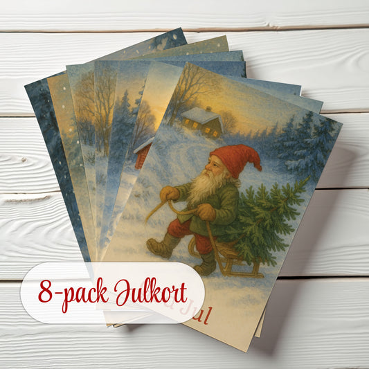 Julkort 2025 – 8-pack Gammeldags Julkort i Jenny Nyström-stil – Skicka en julhälsning