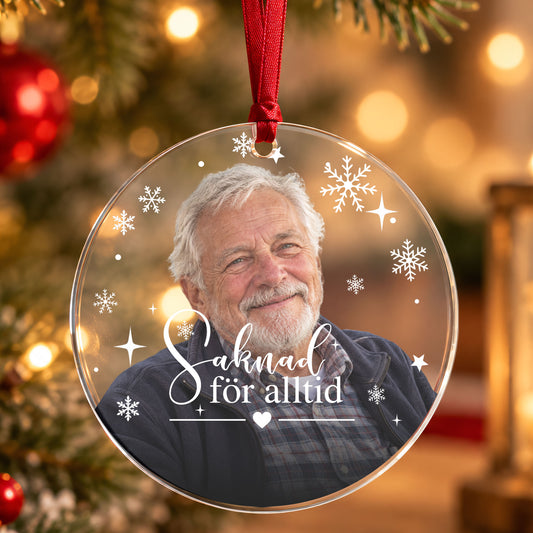 Personlig julgransdekoration till minne av en kär - Akrylhänge med eget foto