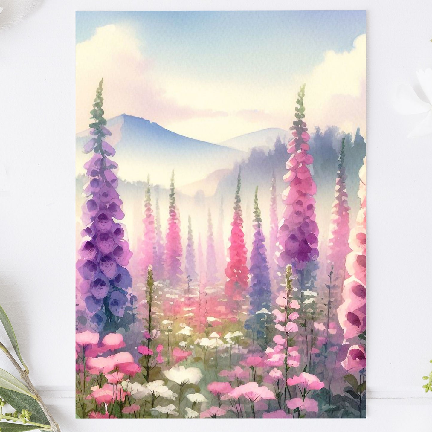 Vykort för postcrossing, scrapbooking & dekoration - Sommar Fingerborgsblommor PC502