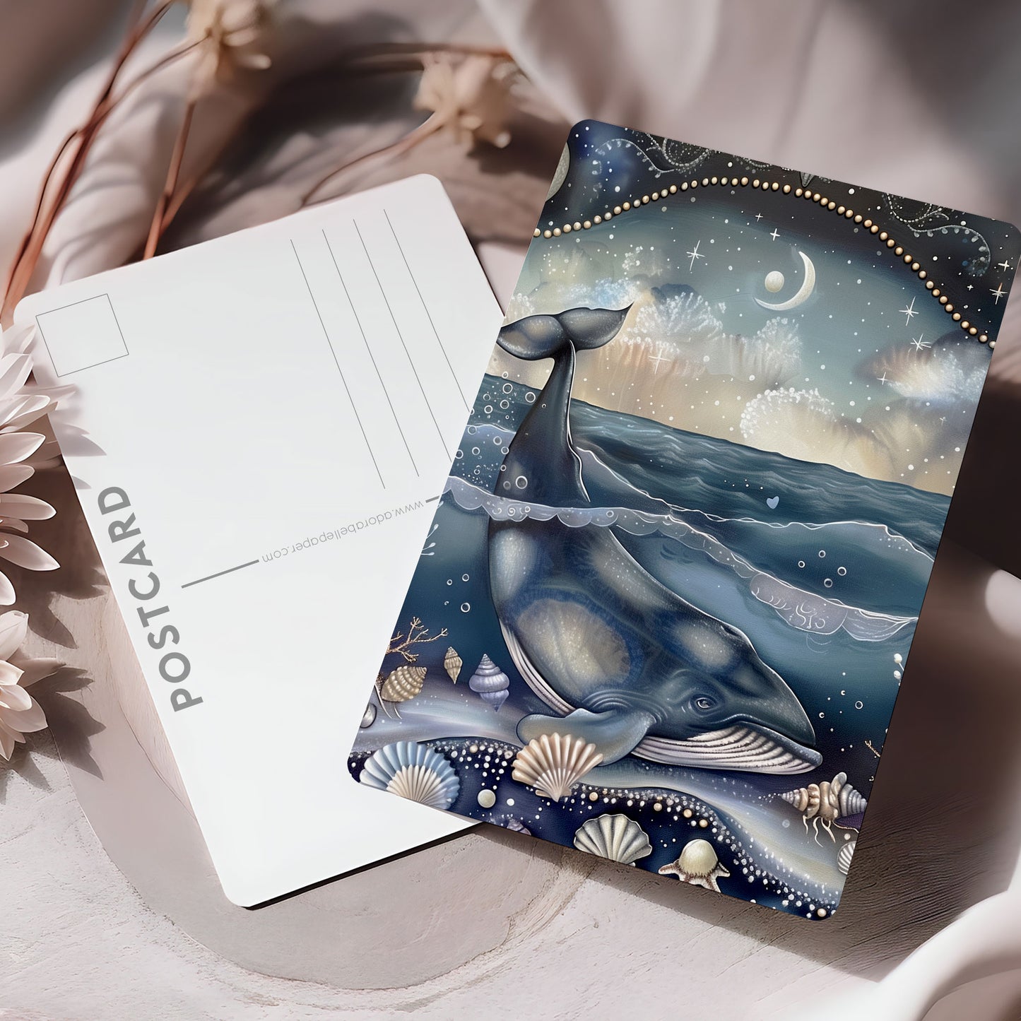 Vykort för postcrossing, scrapbooking & dekoration - Vintage Val på Natten PC508