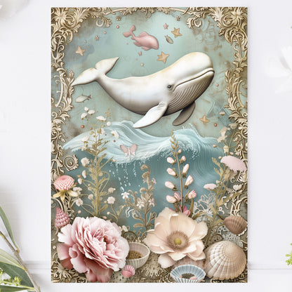 Vykort för postcrossing, scrapbooking & dekoration - Vintage Vit Val PC513