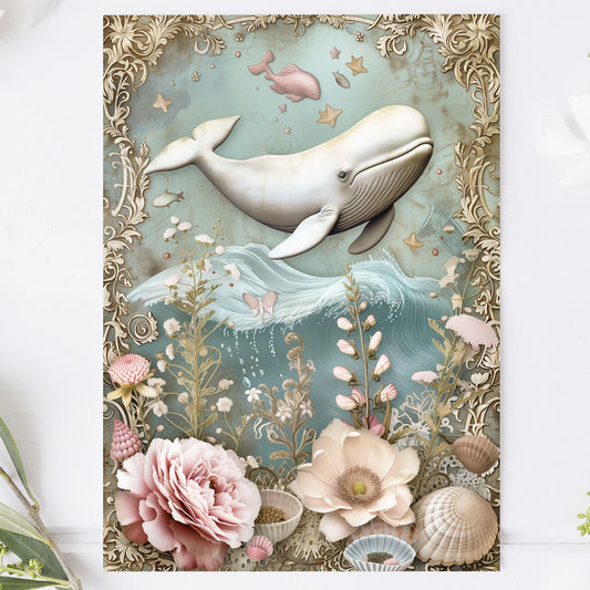 Vykort för postcrossing, scrapbooking & dekoration - Vintage Vit Val PC513