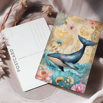 Vykort för postcrossing, scrapbooking & dekoration - Vintage Blåval PC514