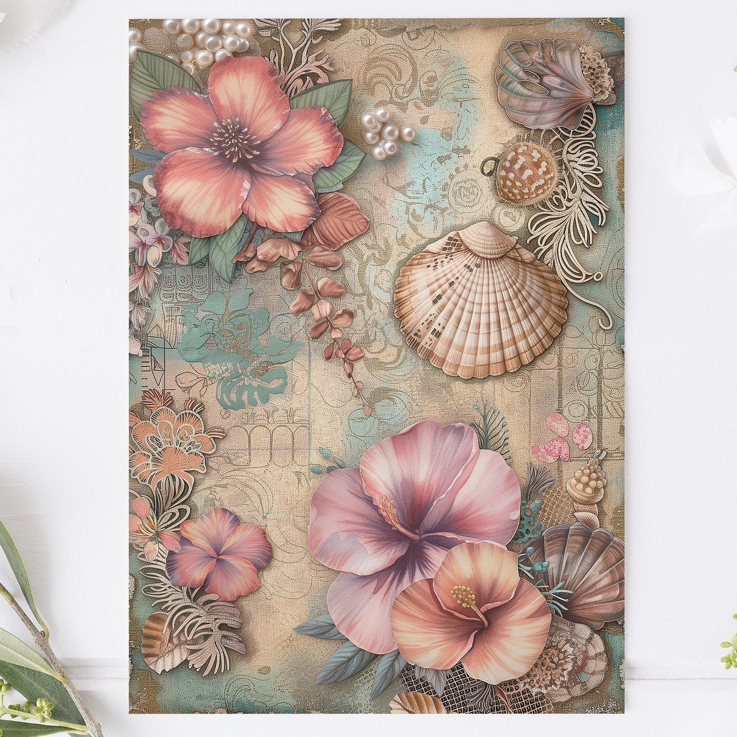 Vykort för postcrossing, scrapbooking & dekoration - Vintage Snäckor PC517