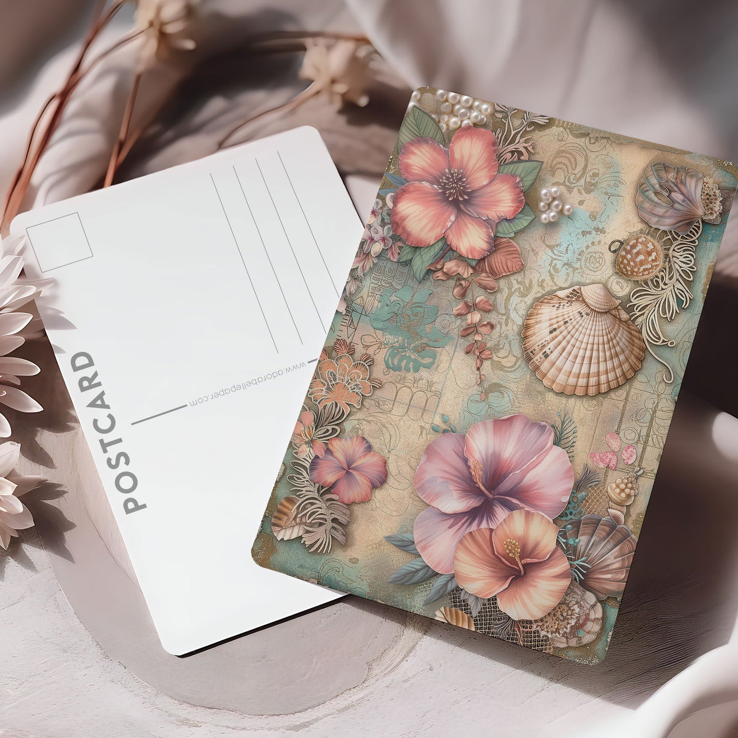 Vykort för postcrossing, scrapbooking & dekoration - Vintage Snäckor PC517