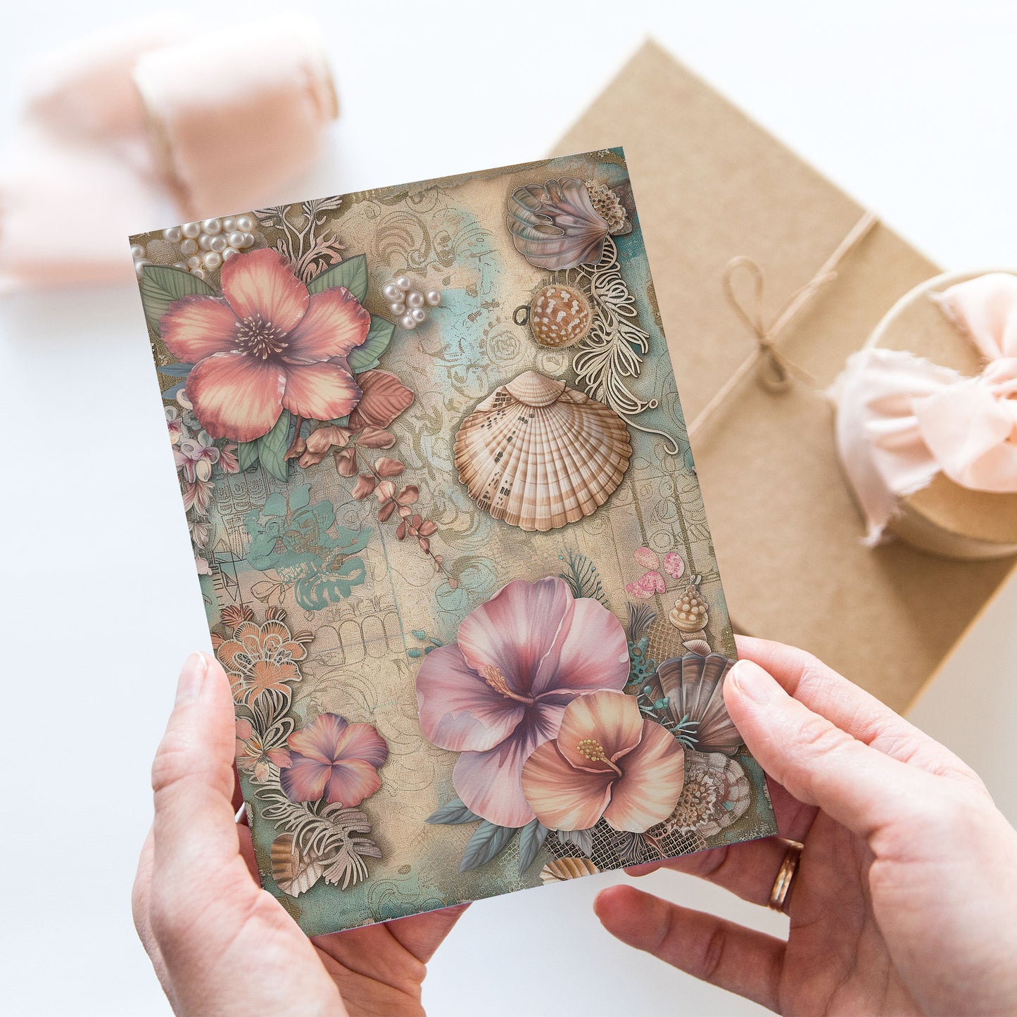 Vykort för postcrossing, scrapbooking & dekoration - Vintage Snäckor PC517