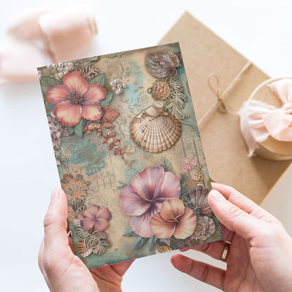 Vykort för postcrossing, scrapbooking & dekoration - Vintage Snäckor PC517