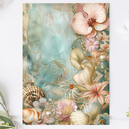 Vykort för postcrossing, scrapbooking & dekoration - Vintage Snäckor PC519